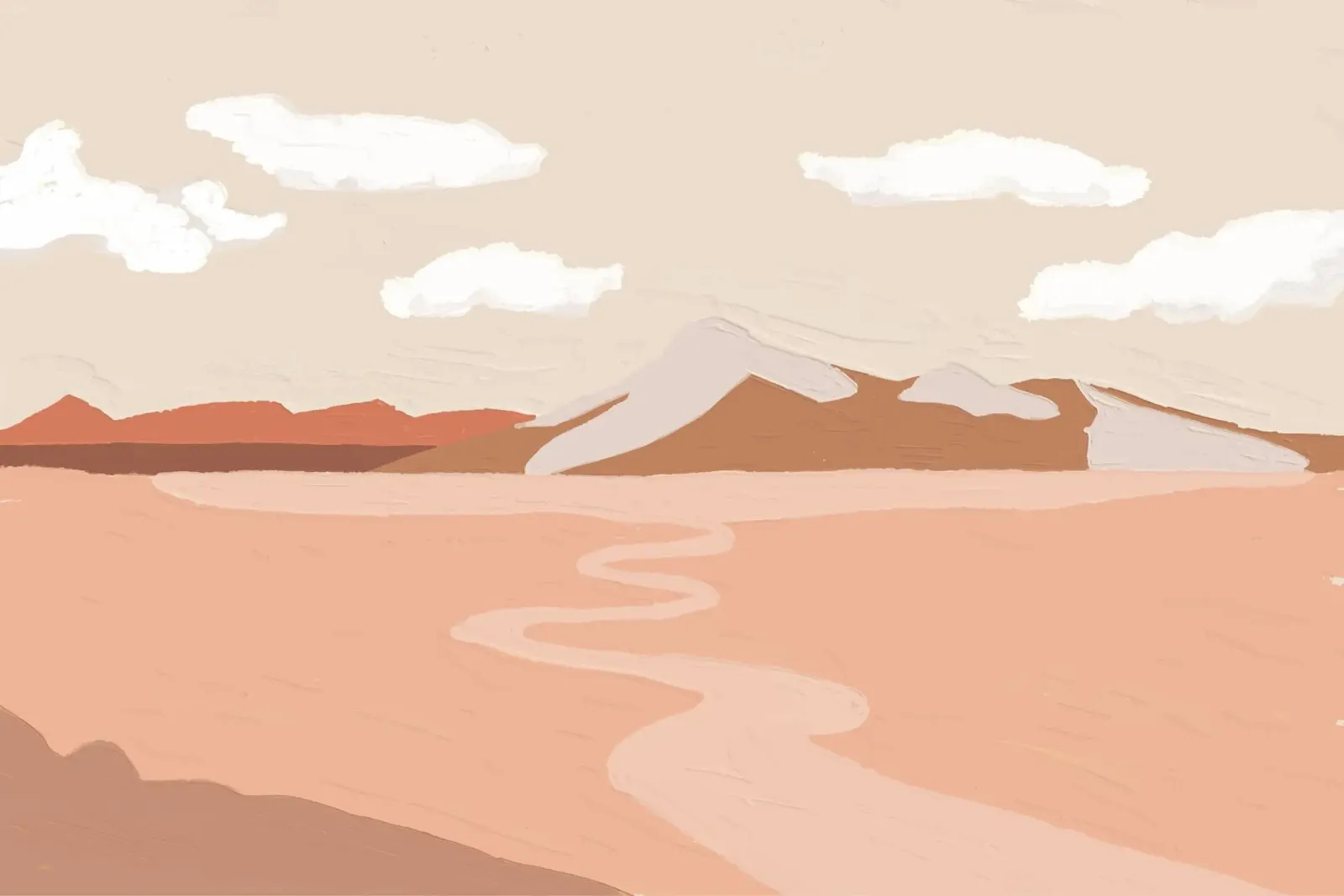 Desert Dreams Pastel Landschap | Abstract Boho Berg Kunst hahnemühle van NorwesClub