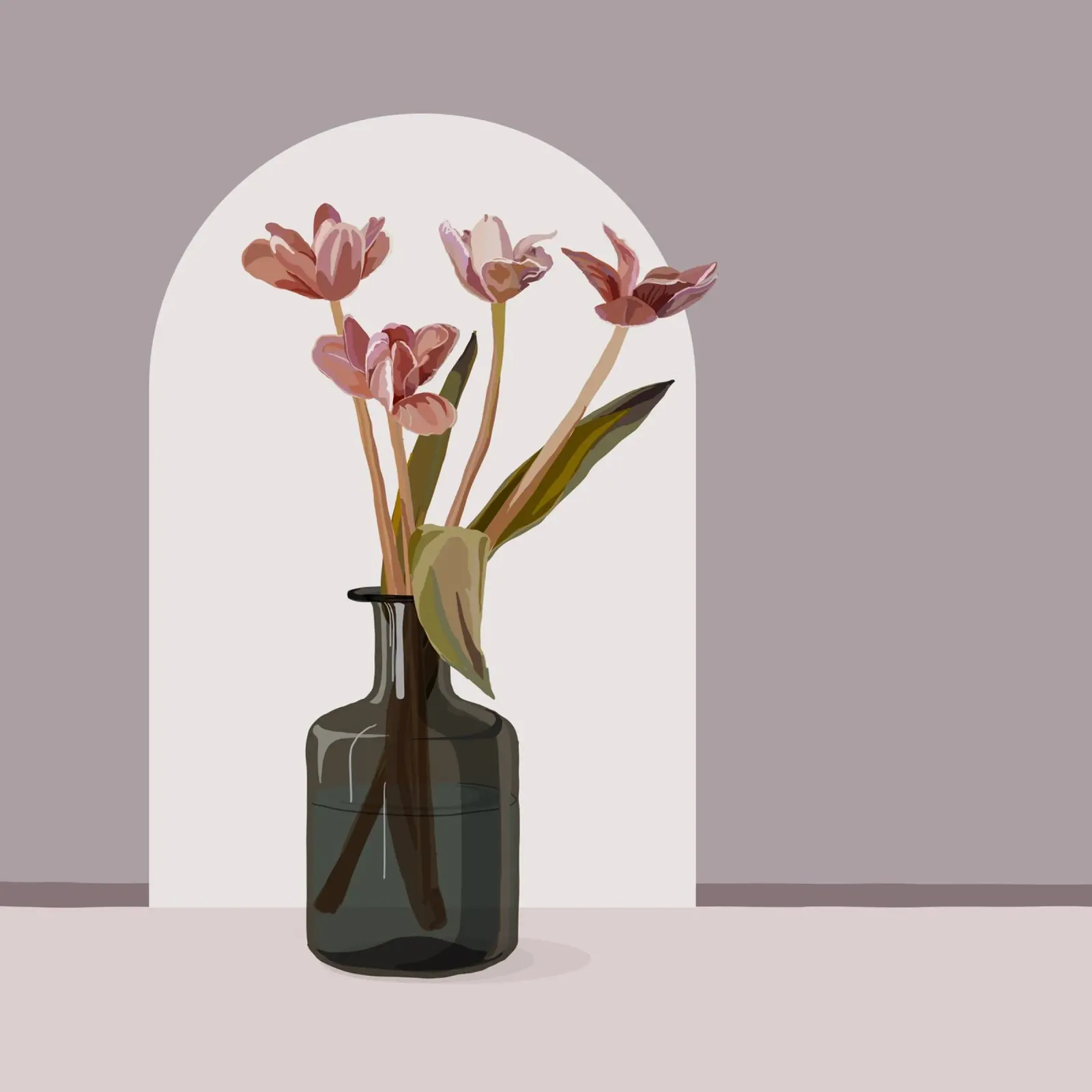Tulipani pastello in vaso | Arco floreale moderno e minimalista Pr poster da NorwesClub