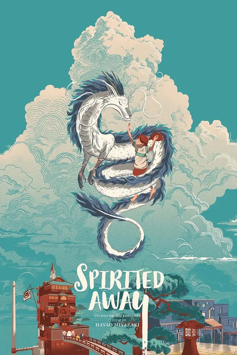 Giappone Anime Spirited 2001 poster con telaio in legno da OTAKUDESU