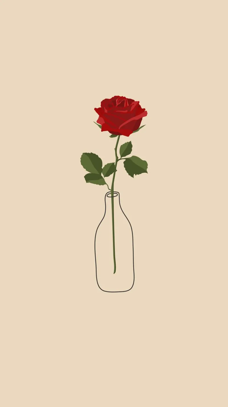 Una rosa roja en un jarrón | Minimalist Botanical Art Print hahnemühle de NorwesClub