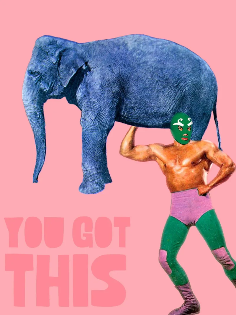 You got this! (Elephant & Luchador) backlit film by MsGonzalez