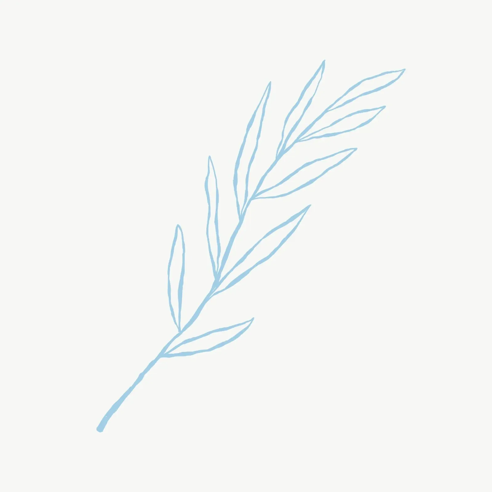 Minimalist Blue Leaf Branch | Serene Botanical Line Art Prin Hahnemühle von NorwesClub