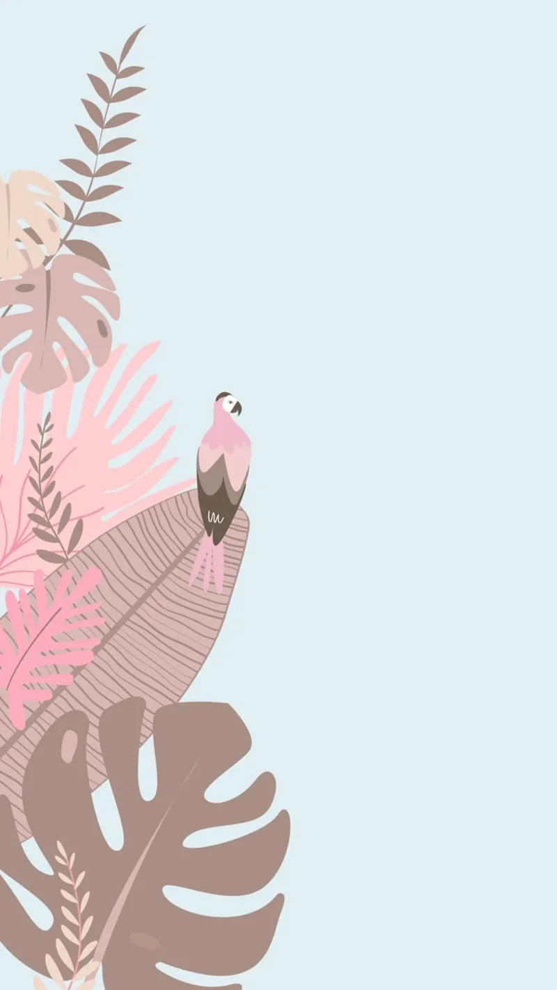 Pappagallo tropicale e foglie pastello | Estetica Boho Jungle Prin carta hahnemühle da NorwesClub