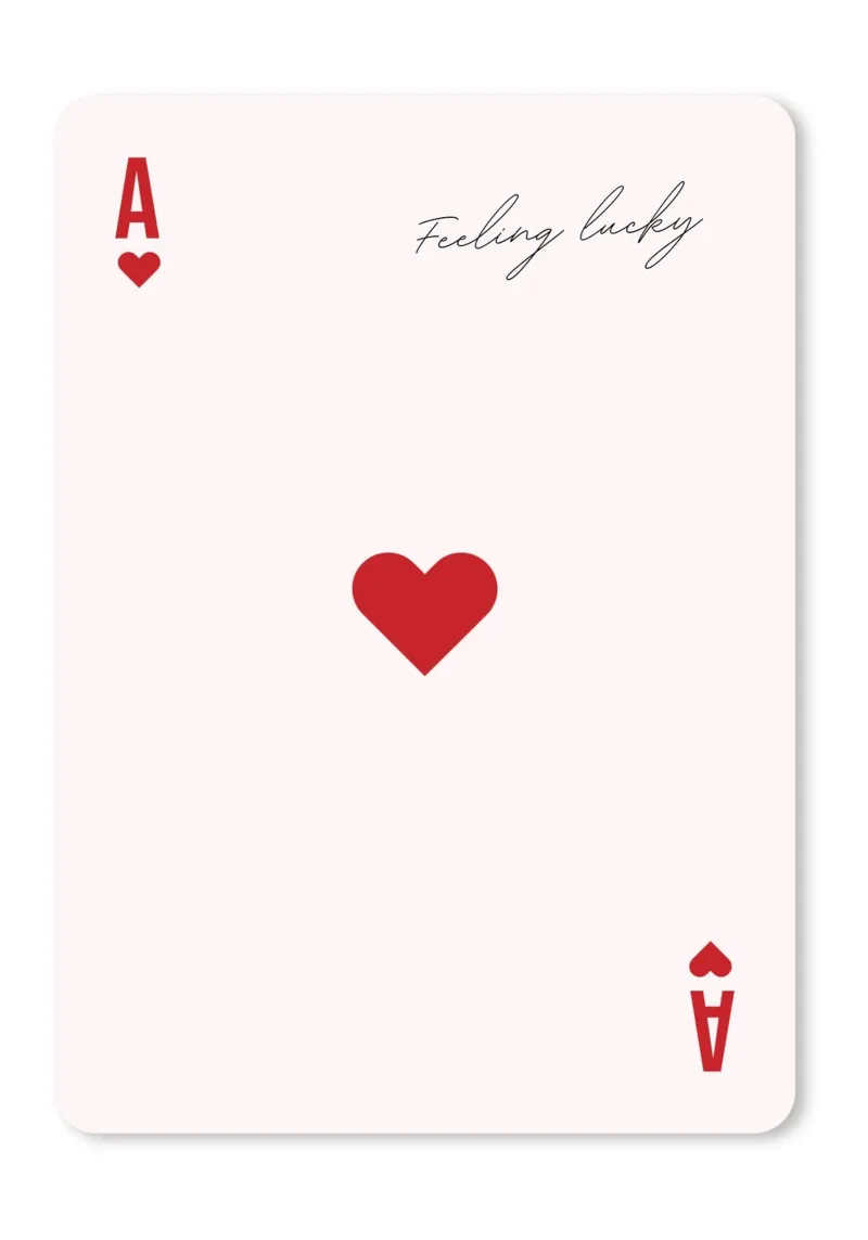 Lucky Ace of Hearts Card | Minimalist "Feeling Lucky" Print canvas with Floater frame by NorwesClub