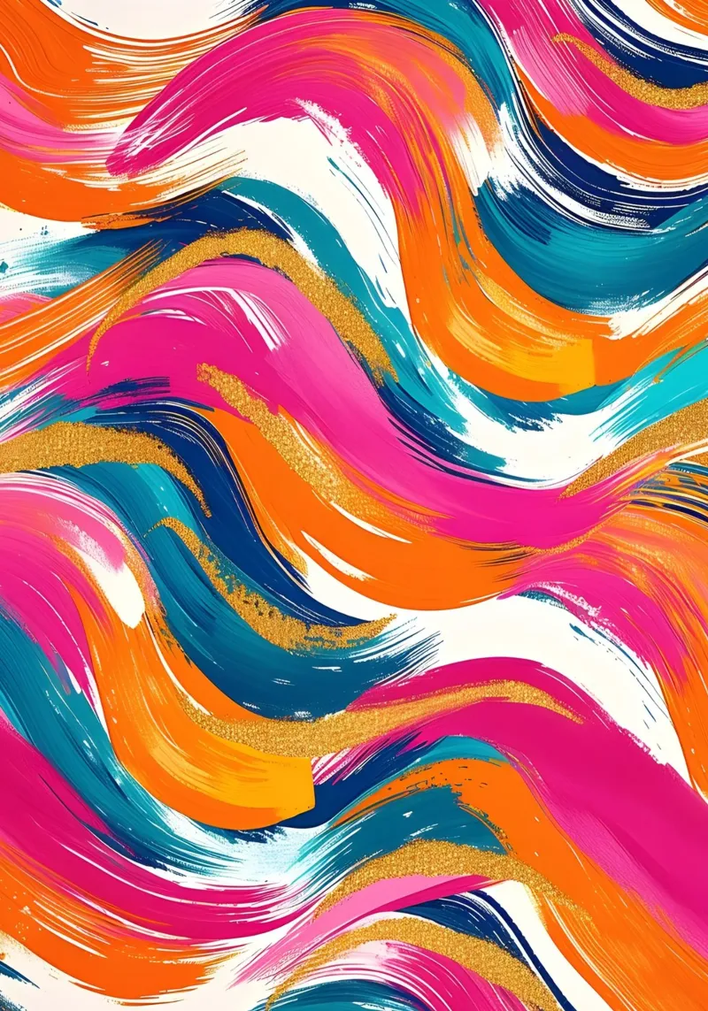 Vibrant Swirls with Gold | Abstract Expressionist Art Print canvas by NorwesClub