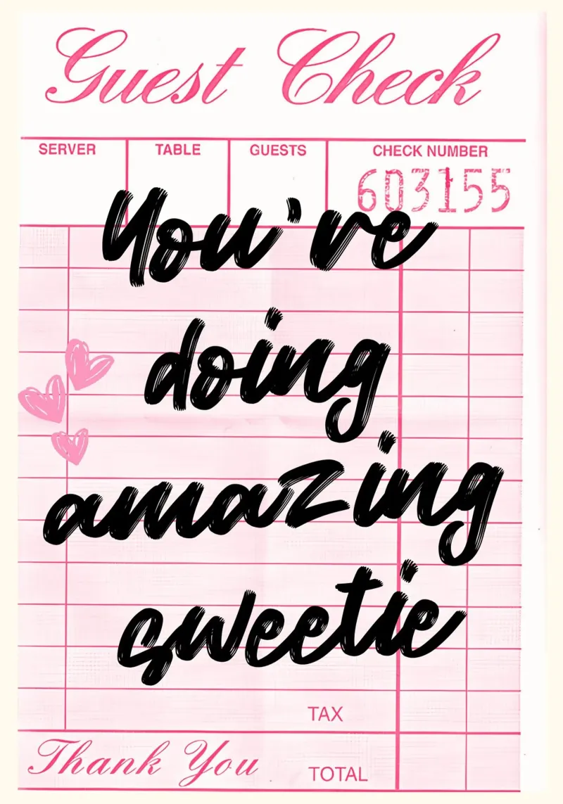 "You're Doing Amazing Sweetie" Guest Check Pink Art Print canvas with Floater frame by NorwesClub