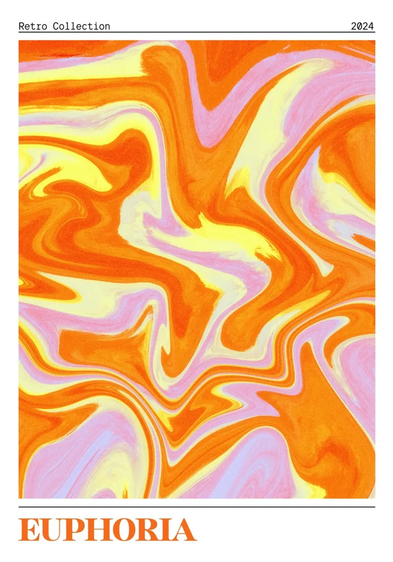 "Euphoria" Retro Swirl Abstract | Psychedelic Orange Pink Ar pellicola backlit da NorwesClub