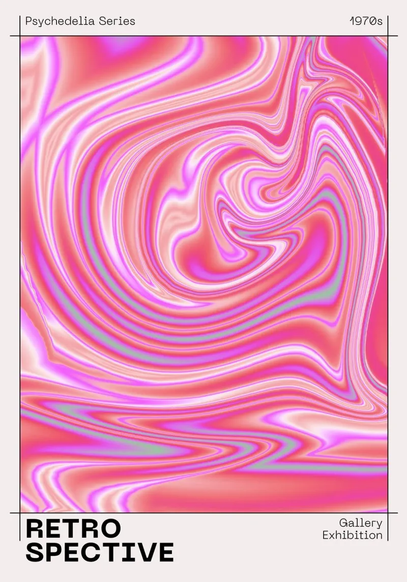 "Retrospettiva" Vortice rosa psichedelico | Arte fluida anni '70 Pri poster da NorwesClub