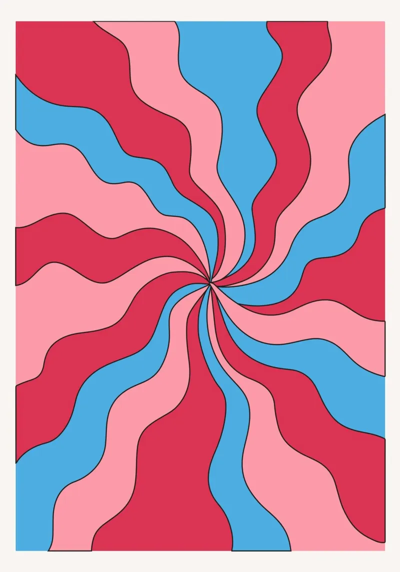 Psychedelische Swirl Golven Retro Roze Blauw Hypnotische Kunstdruk canvas van NorwesClub