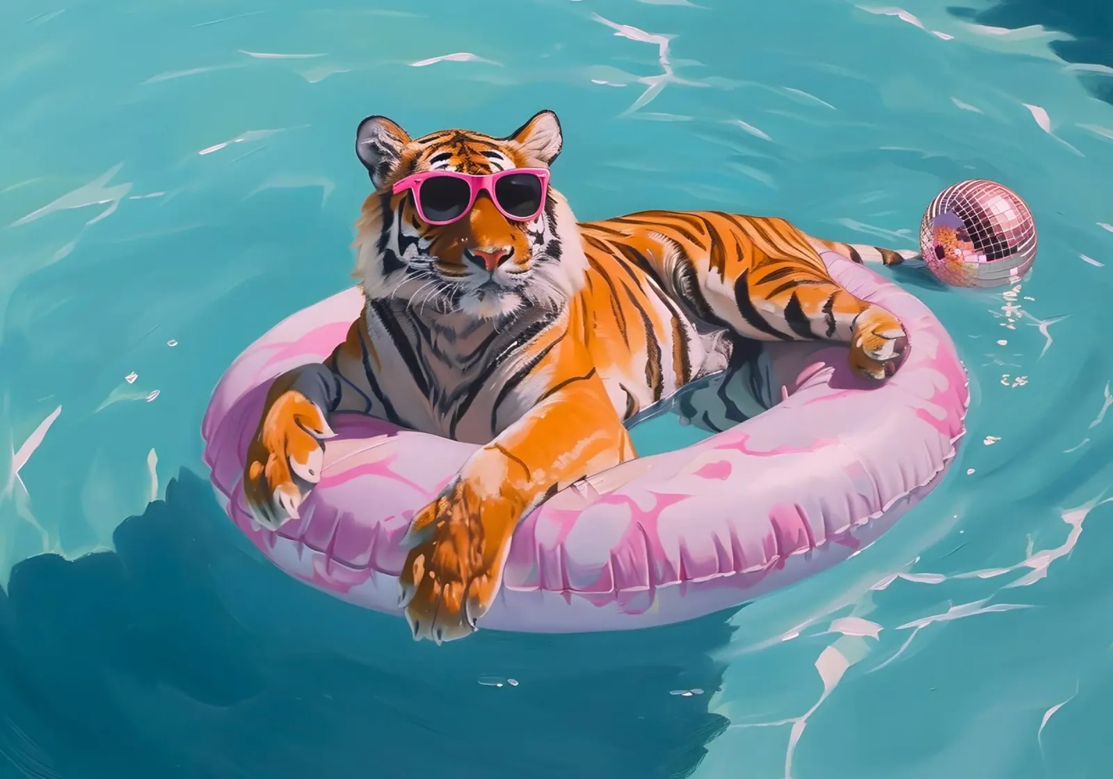 Cool Tiger Pool Party | Vibrant Pop Art Summer Print metacrilato de NorwesClub