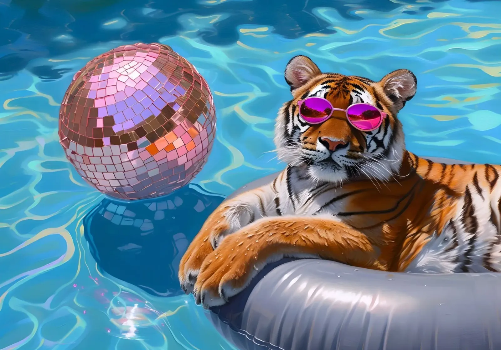 Tigre Disco Pool Party | Stampa Pop Art Summer Vibes plexiglass da NorwesClub