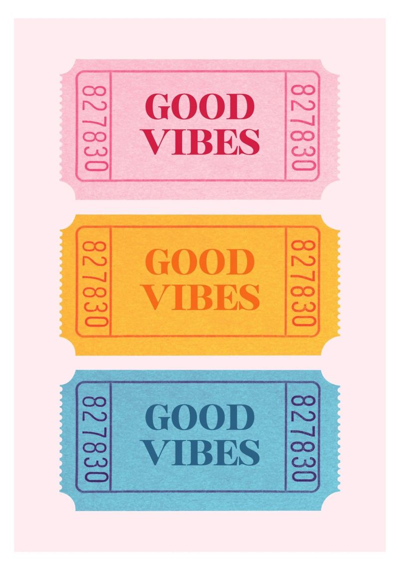 Biglietti retrò "Good Vibes" - Stampa estetica Pop Art poster da NorwesClub
