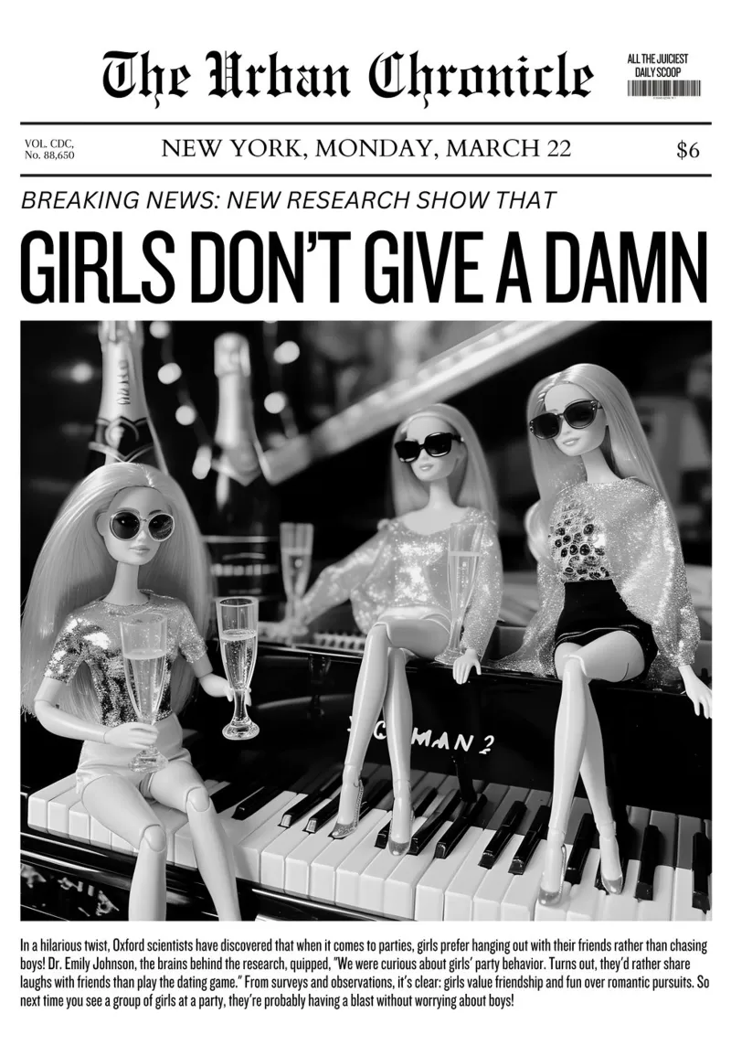 Giornale "Girls Don't Give A Damn" - Barbie Pop Art in bianco e nero Pri carta hahnemühle da NorwesClub
