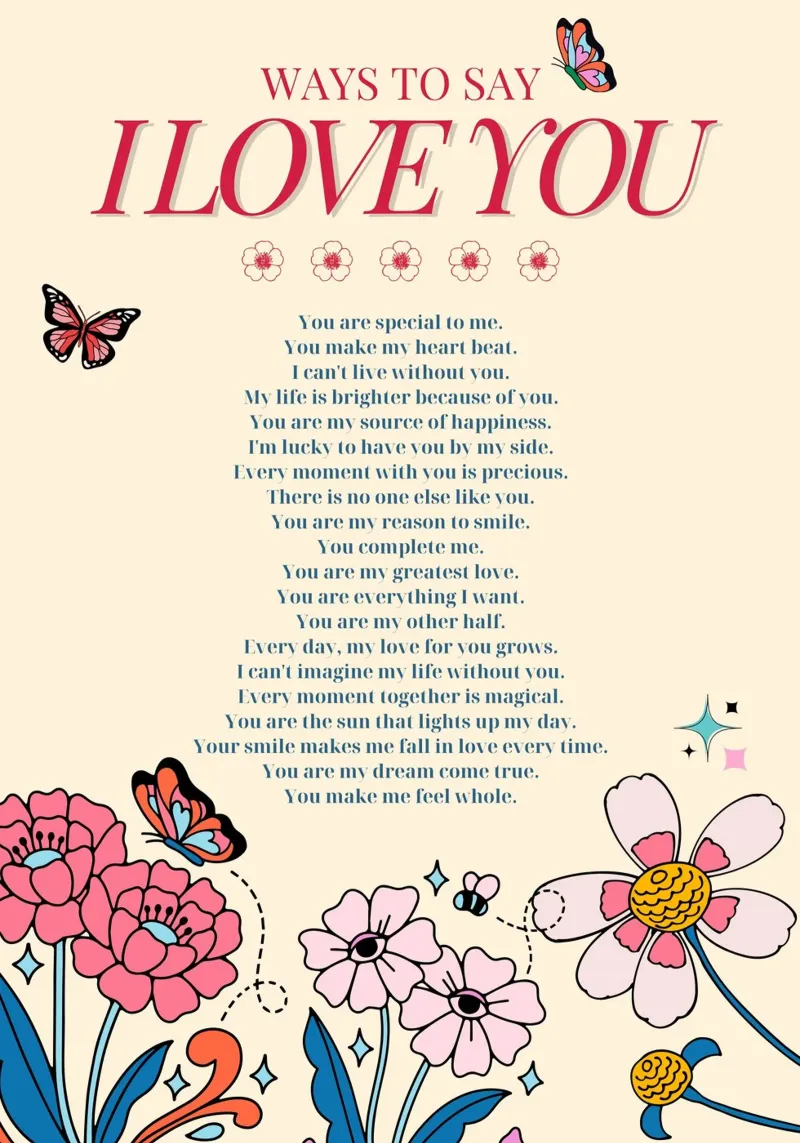 Wege, um zu sagen, dass ich dich liebe | Romantischer Blumenkunstdruck Poster von NorwesClub