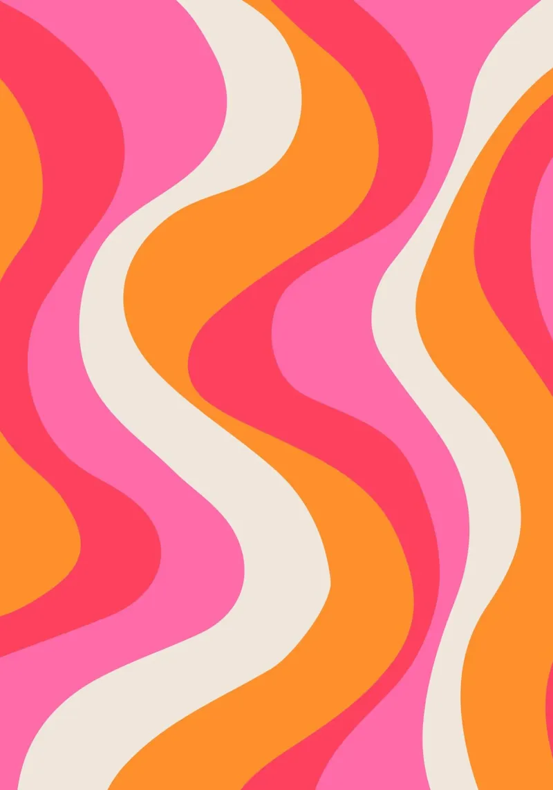 Groovy Retro Waves Pink Orange | Psychedelic Abstract Art Pr pellicola backlit da NorwesClub