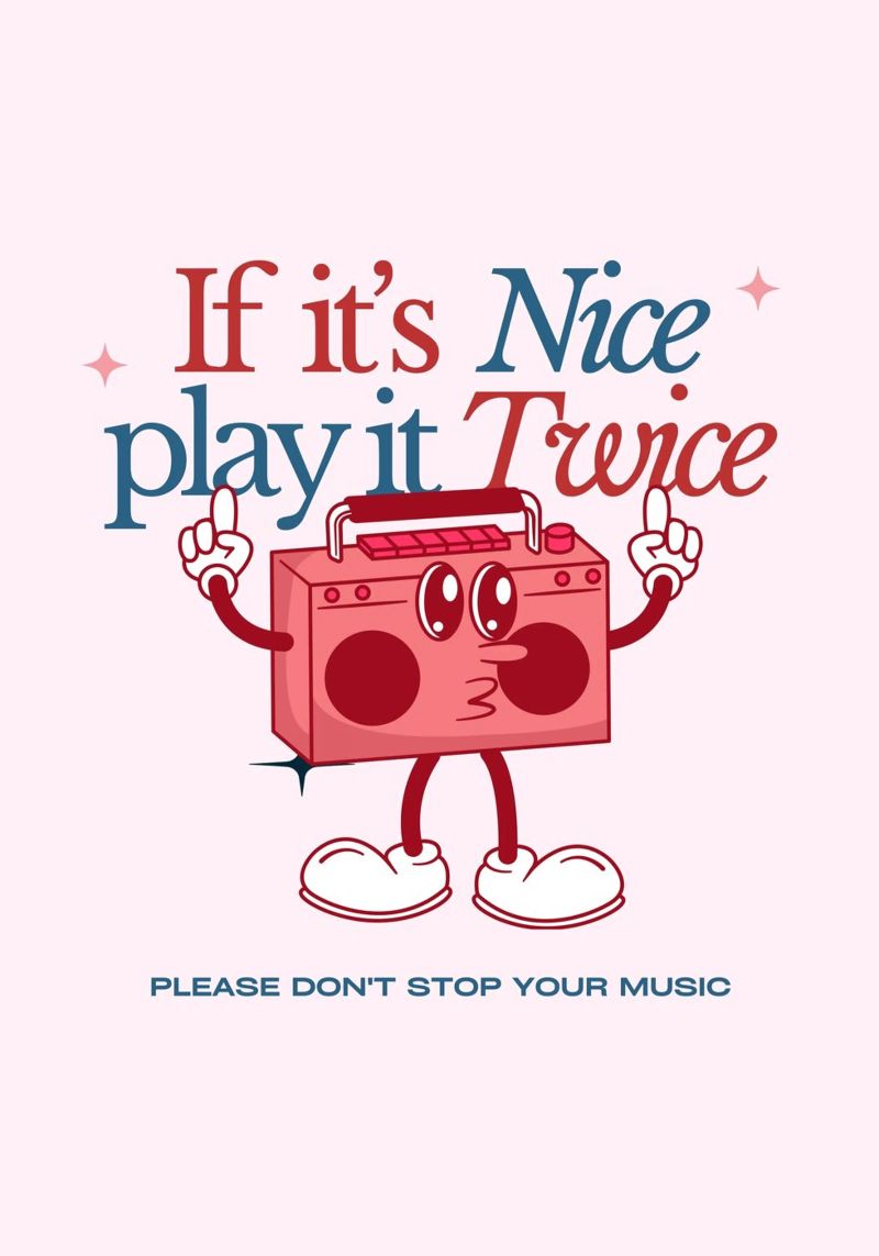 "If It's Nice Play It Twice" Retro Boombox Kunstdruck Leinwand von NorwesClub
