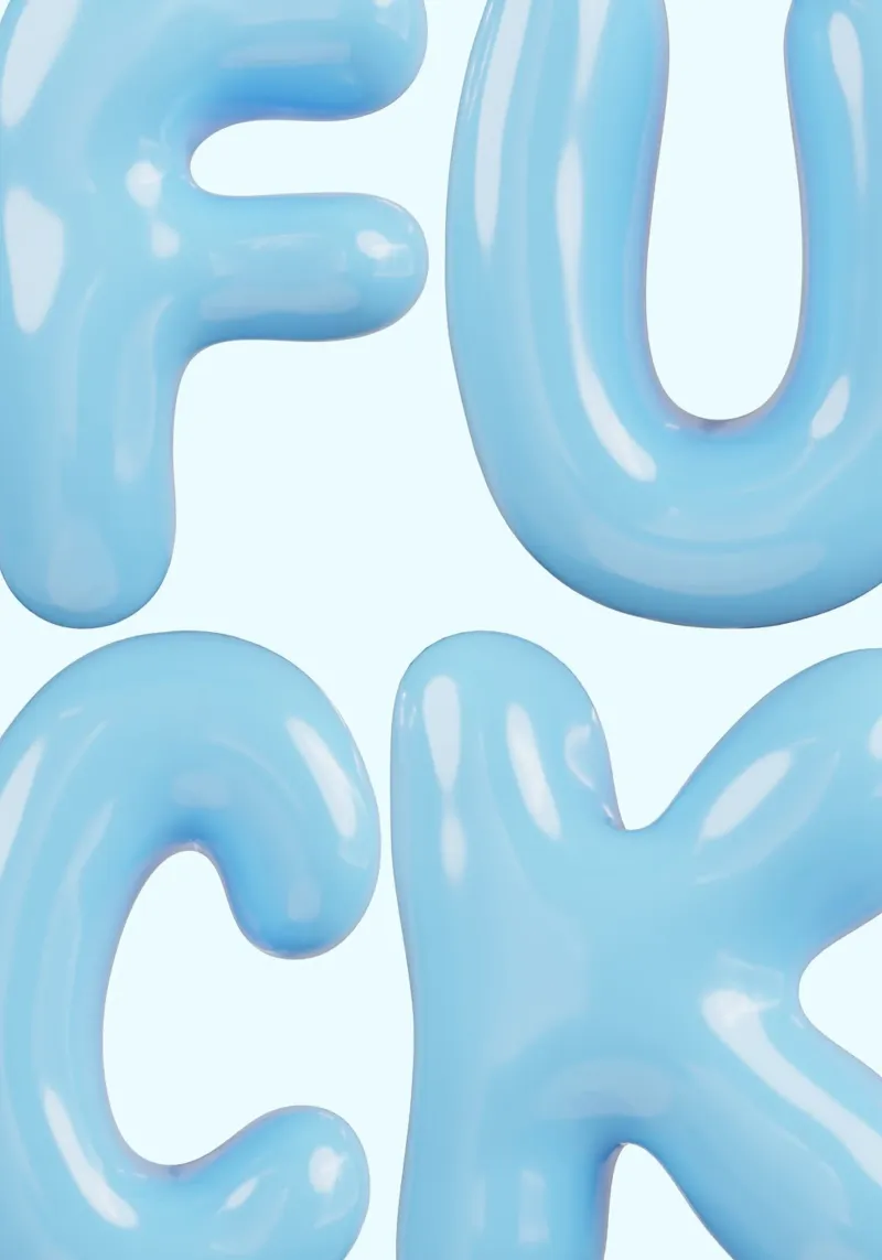 Blauwe "F**K" ballonletters | Dappere moderne statement kunst canvas met Baklijst van NorwesClub
