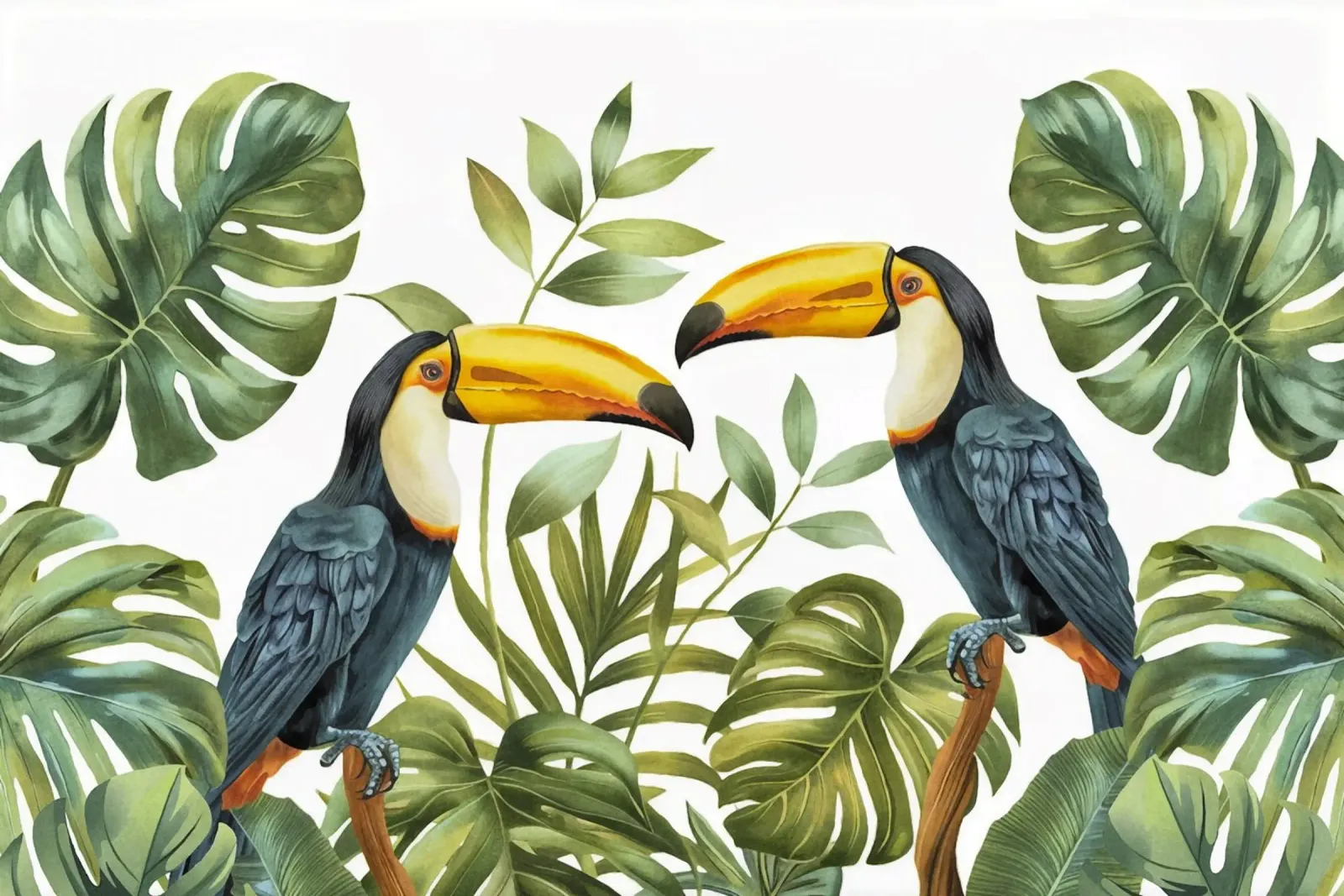 Avventure con i tucani della giungla tropicale poster con telaio in legno da Andrea Haase Modern Home