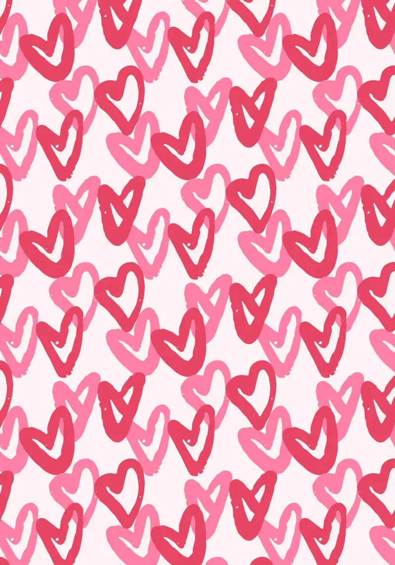 Abstract Roze Harten Patroon | Expressieve Liefdes Kunstdruk canvas van NorwesClub