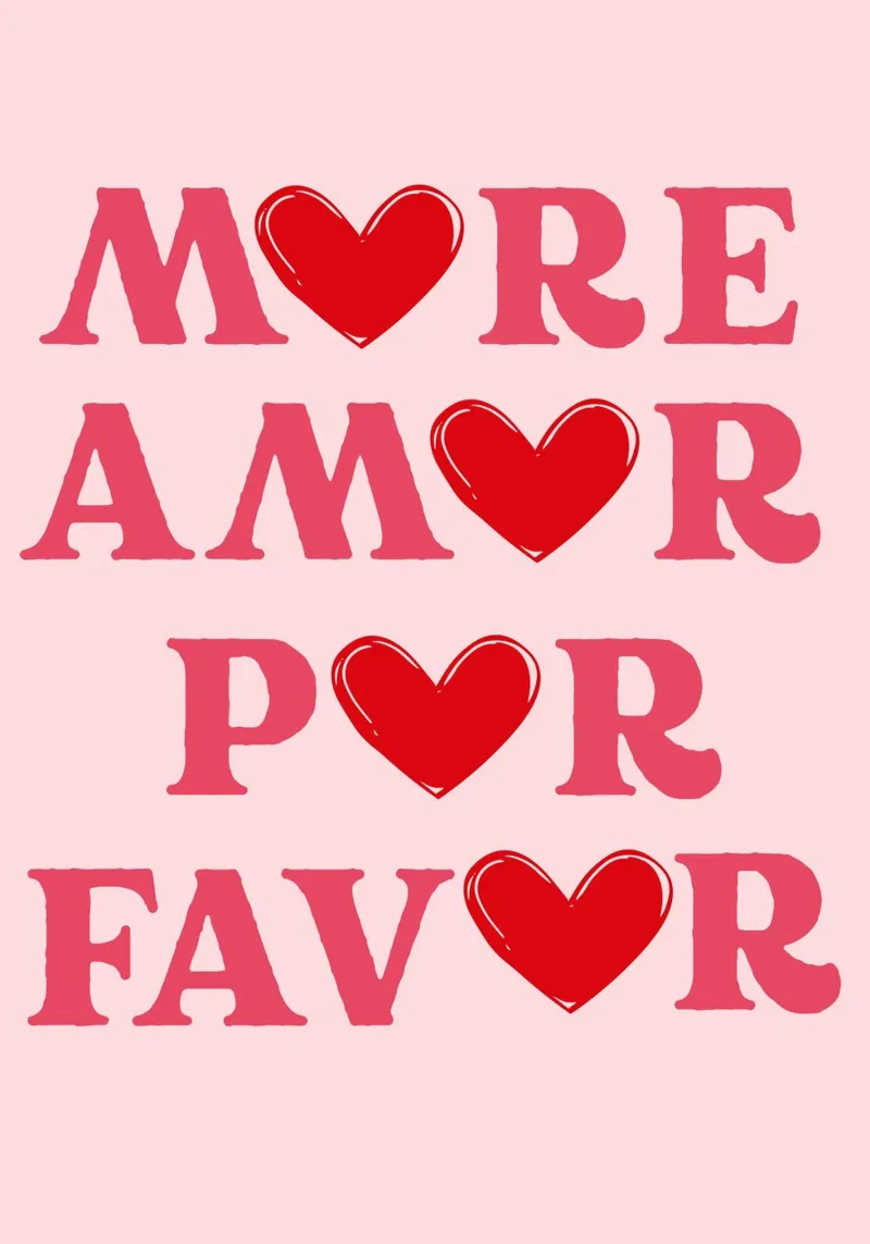 "More Amor Por Favor" Hearts | Pink & Red Love Print hahnemühle by NorwesClub