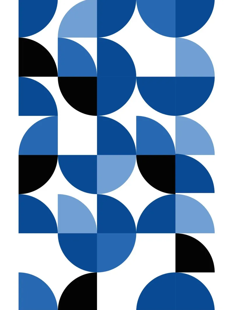 Modular semicircles in blue - Bauhaus pattern composition canvas by Casa Calm