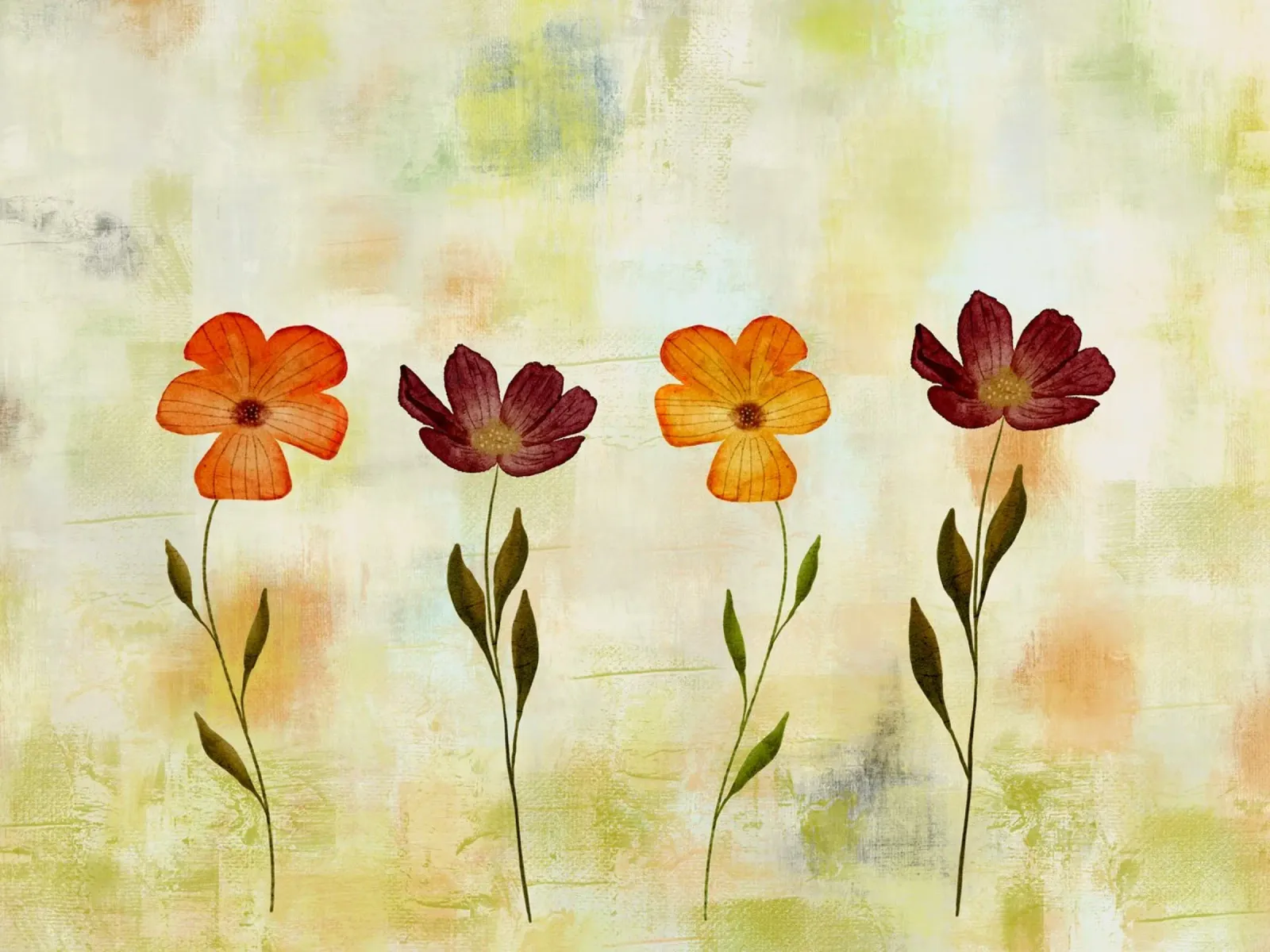 Sonnentanz der Blüten - Floral, abstraktes Gemälde poster con telaio in legno da Petra Lang