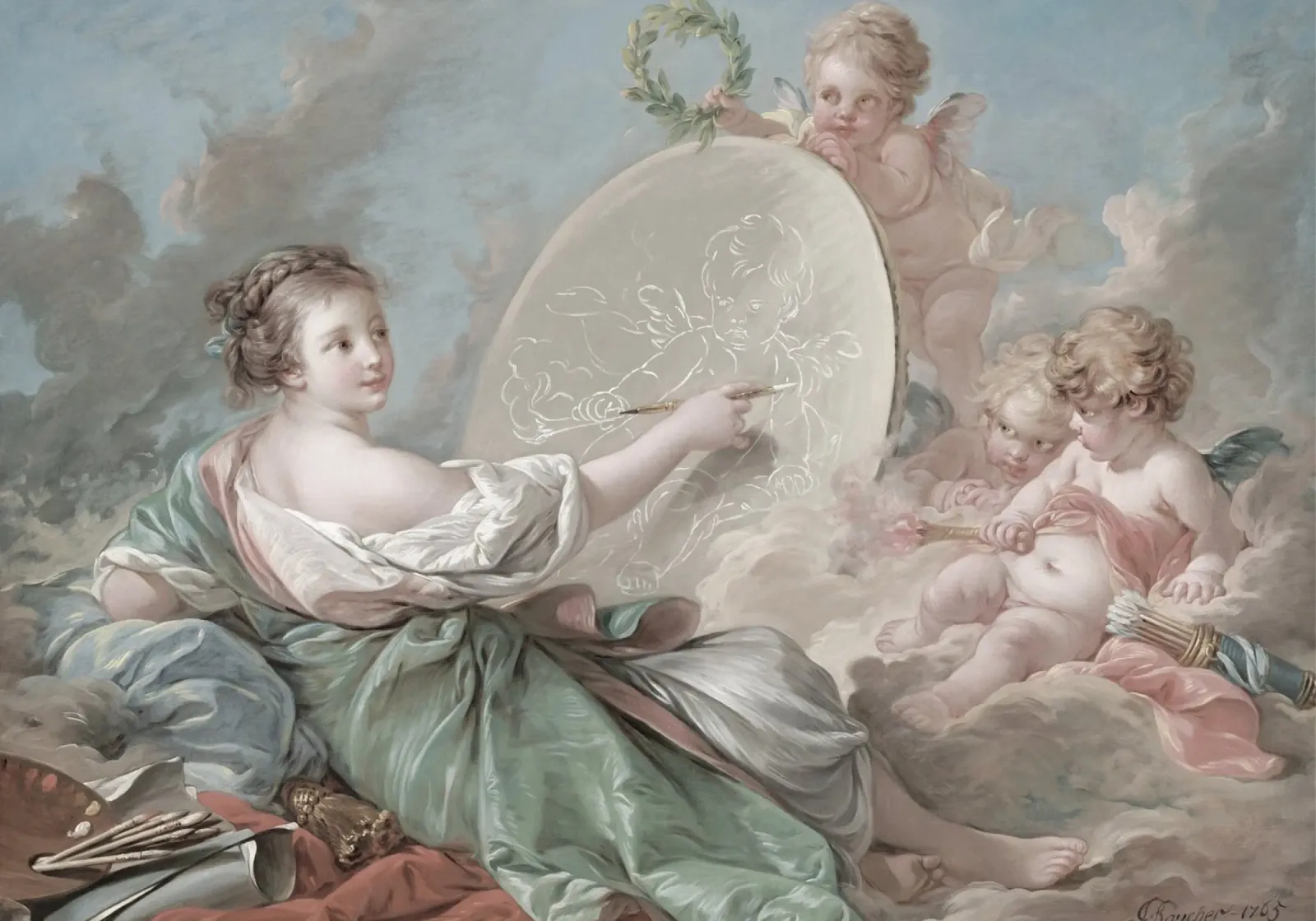 François Boucher - L'art de peindre | Anges Rococo Print hahnemühle de NorwesClub