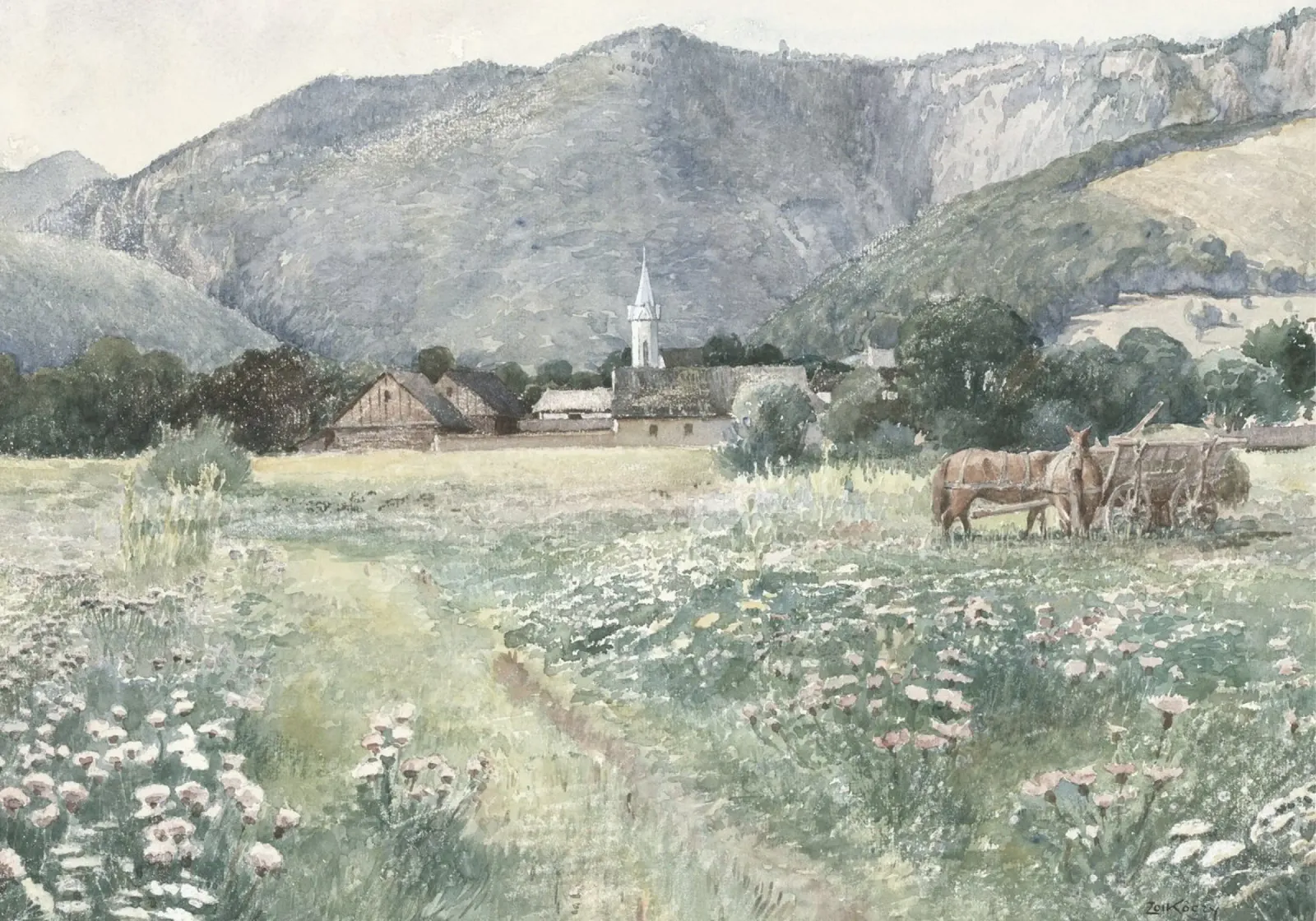 Zorn - Landelijk alpendorp | Impressionistisch landschap Print canvas met Baklijst van NorwesClub