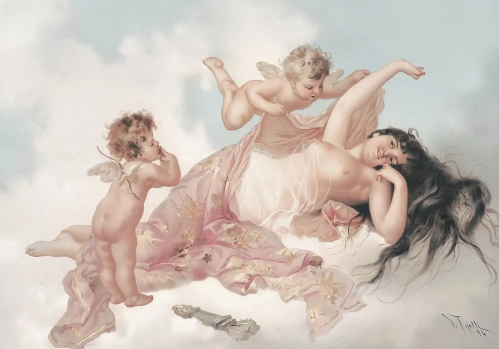 Tijssen - Rococo Beauty & Cherubs | Mythological Dream Print poster with aluminum frame by NorwesClub