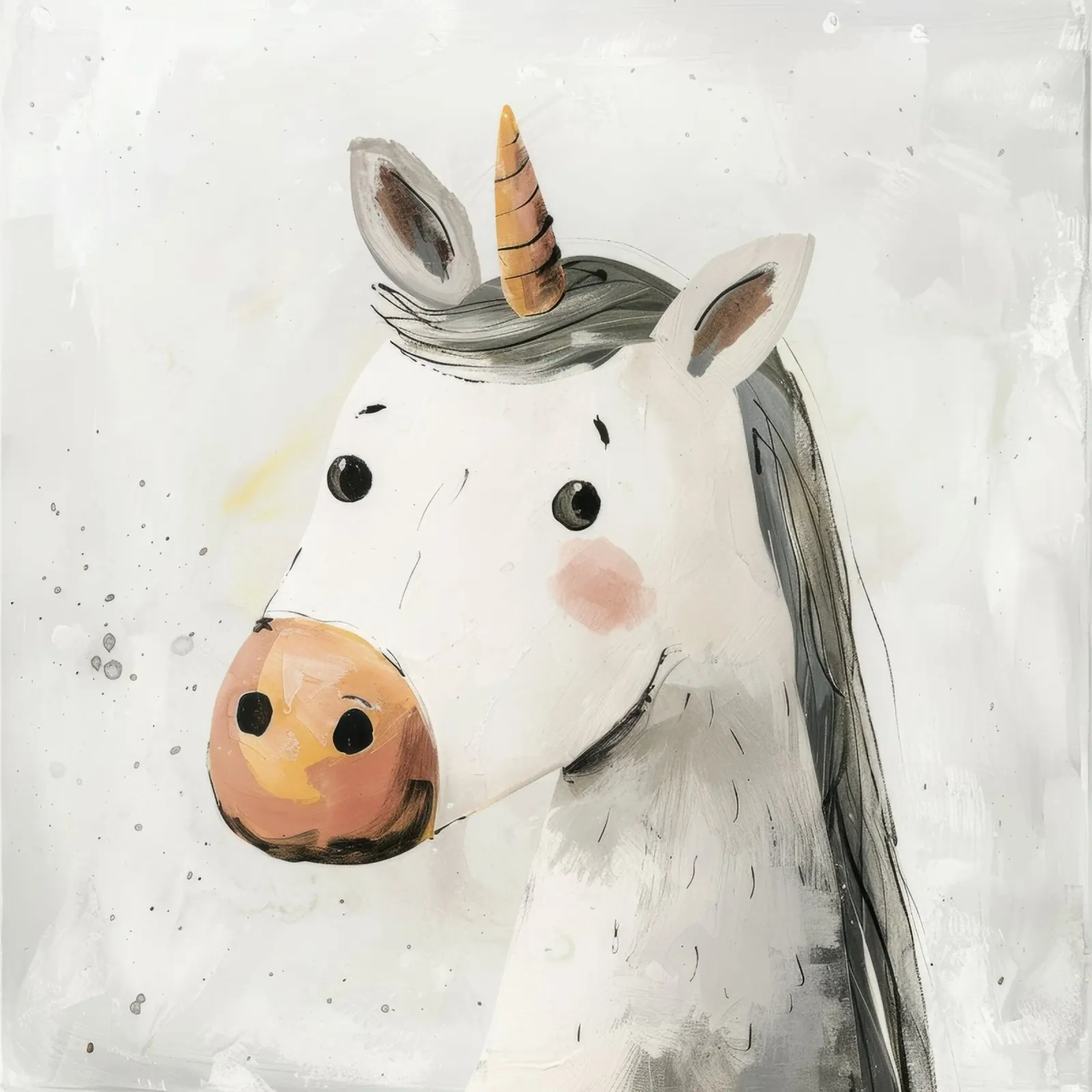Whimsical Unicorn Portrait in Soft Hues canvas by DesignDoodle