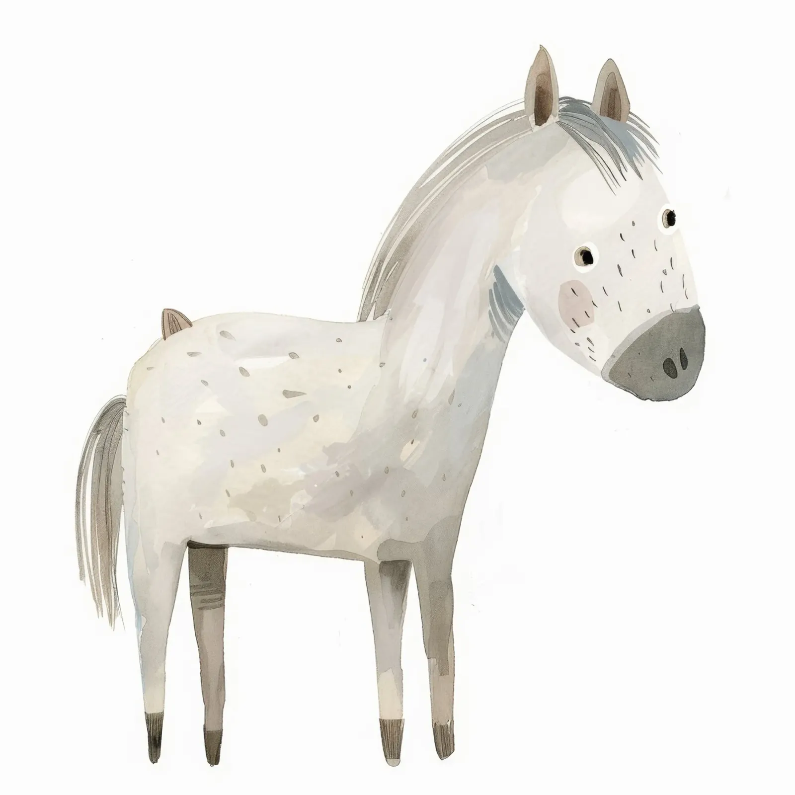 Serene Grey Horse in Soft Watercolors canvas by DesignDoodle