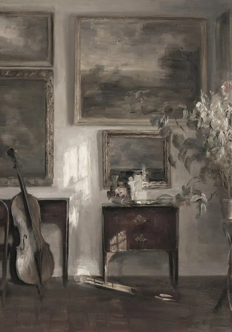 Vilhelm Hammershøi - Interno con violoncello | Età dell'oro danese pellicola backlit da NorwesClub
