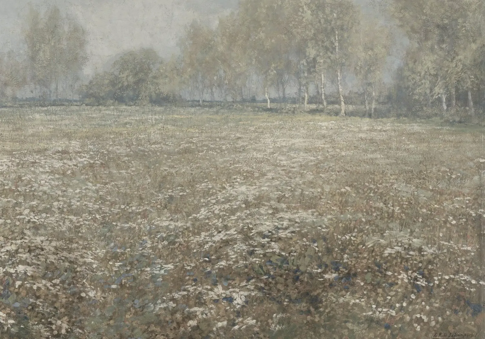 Peder Mønsted - Birkenbäume & Feld | Dänischer Impressionist P Hahnemühle von NorwesClub