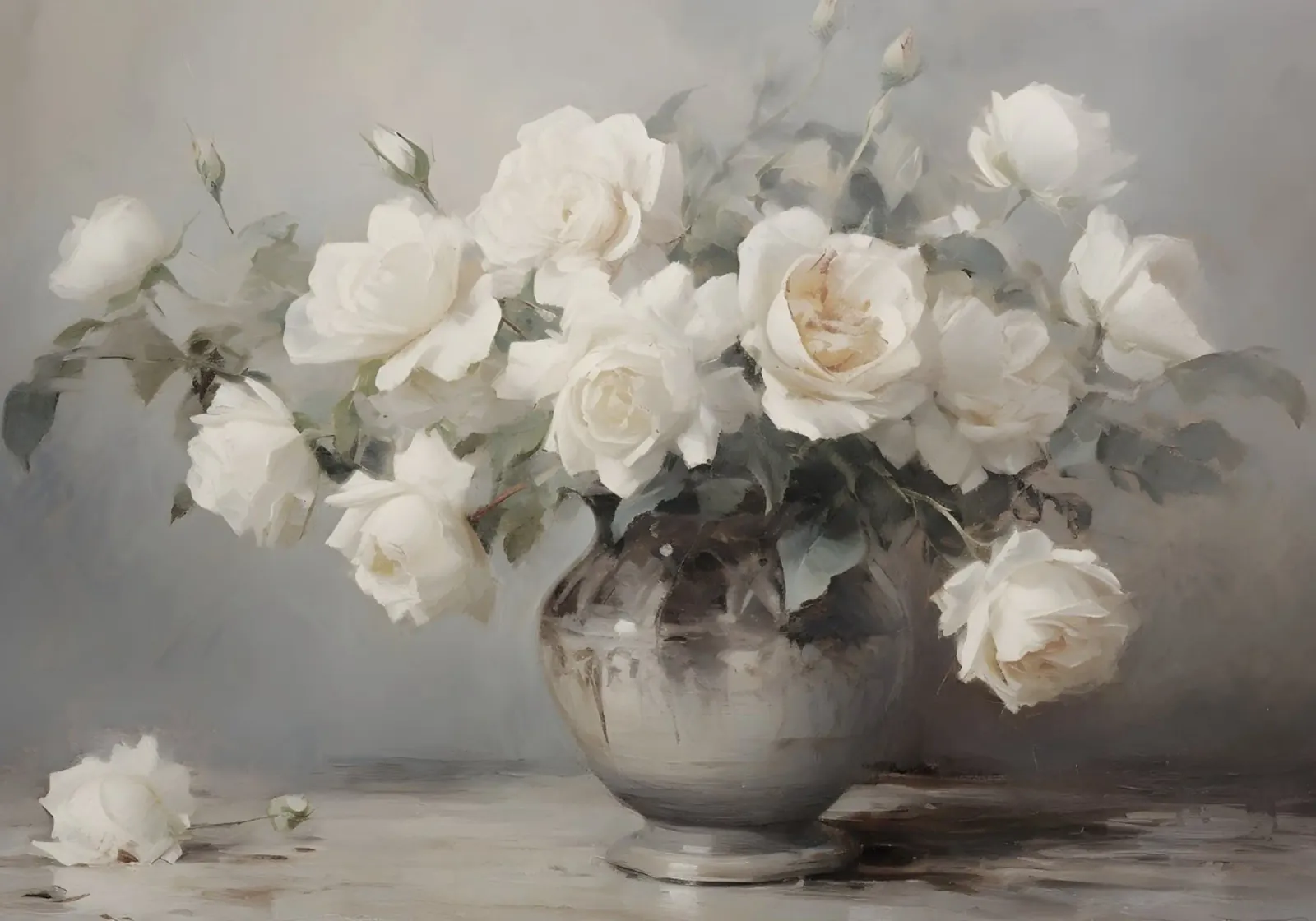 Fantin-Latour - Rose bianche in vaso | Impressionista floreale P pellicola backlit da NorwesClub