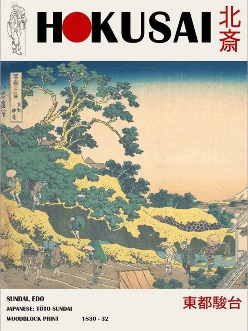 pedestrian architecture in cloudy sky hokusai poster by ungker store