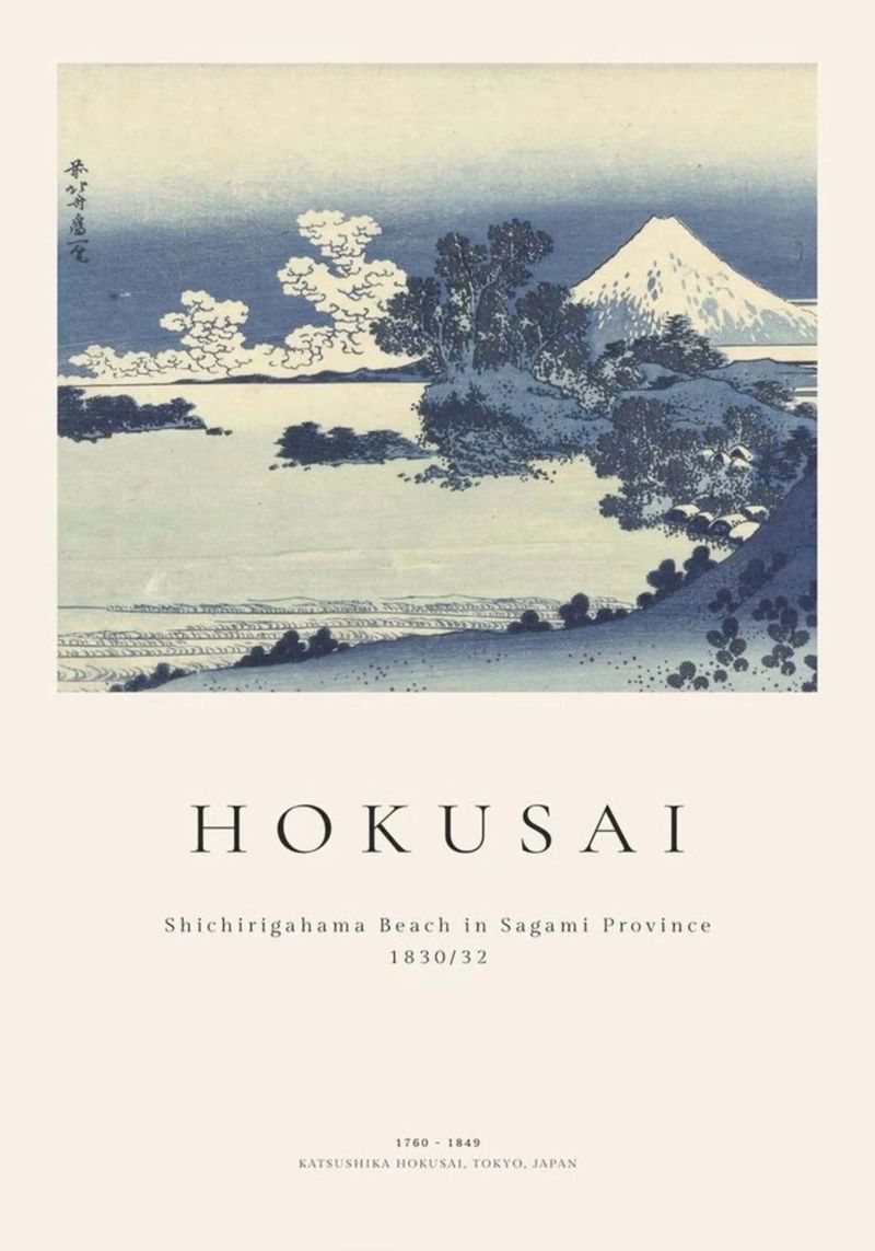 ocean sandy shore hokusai poster by ungker store