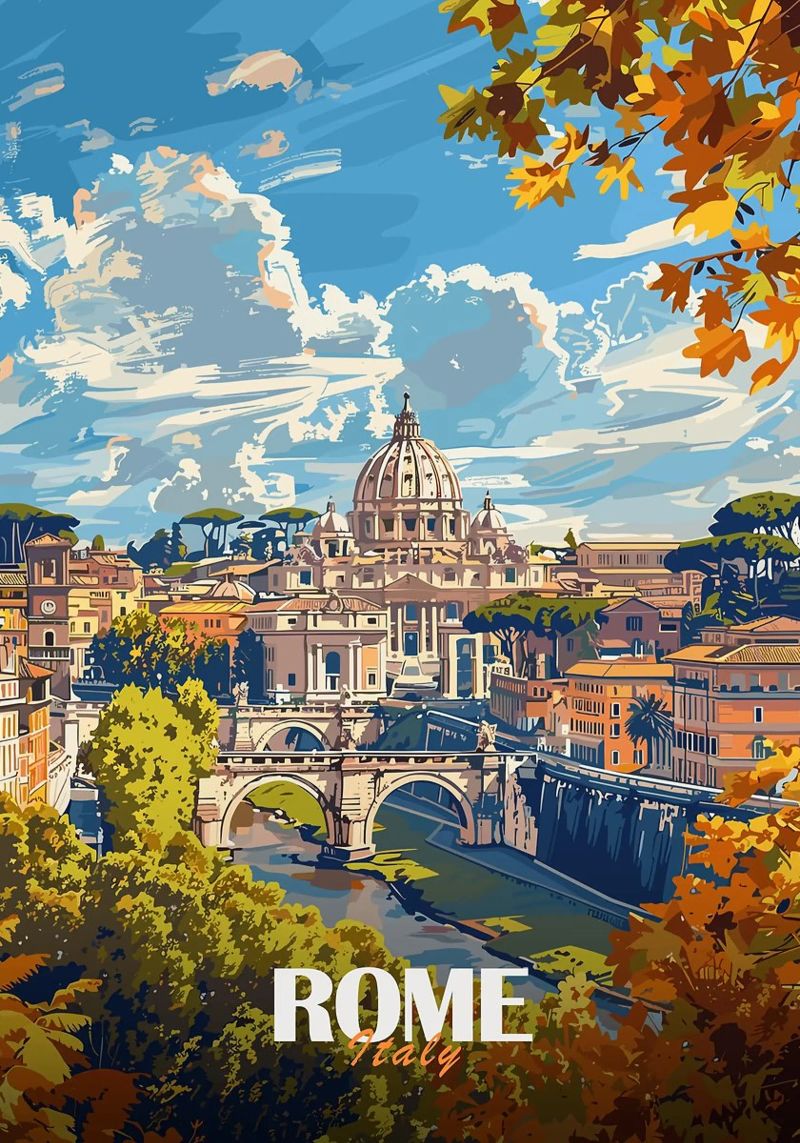 Vue de la ville de Rome et de la basilique Saint-Pierre poster de Michael Wiese