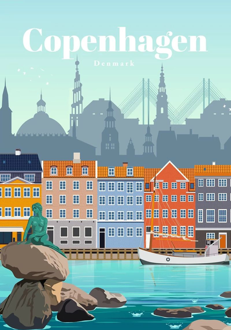 Travel to Kobenhavn poster by David A Ray