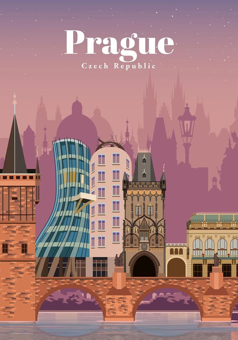 Voyage à Prague poster de David A Ray