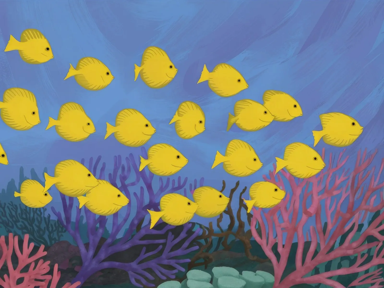 Poisson jaune flottant toile de Silk Palette