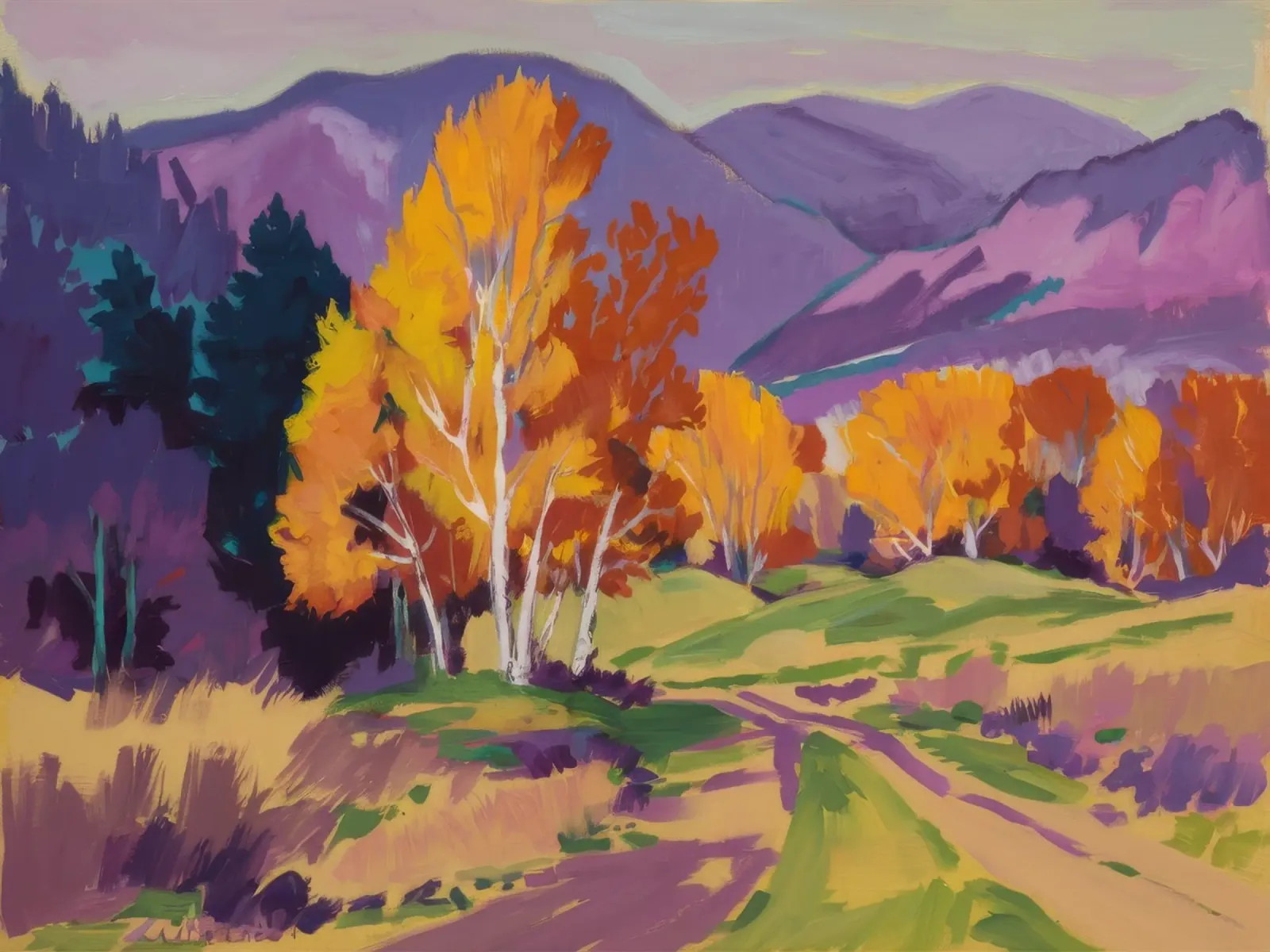 Birch Path Autumn canvas by Radiance Landscape