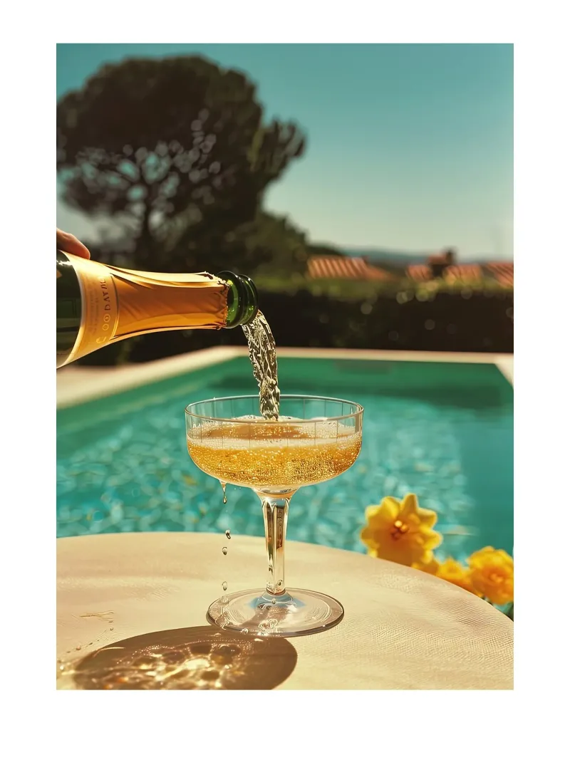 Piscina del vino poster con telaio in alluminio da Slim Aarons Vintage