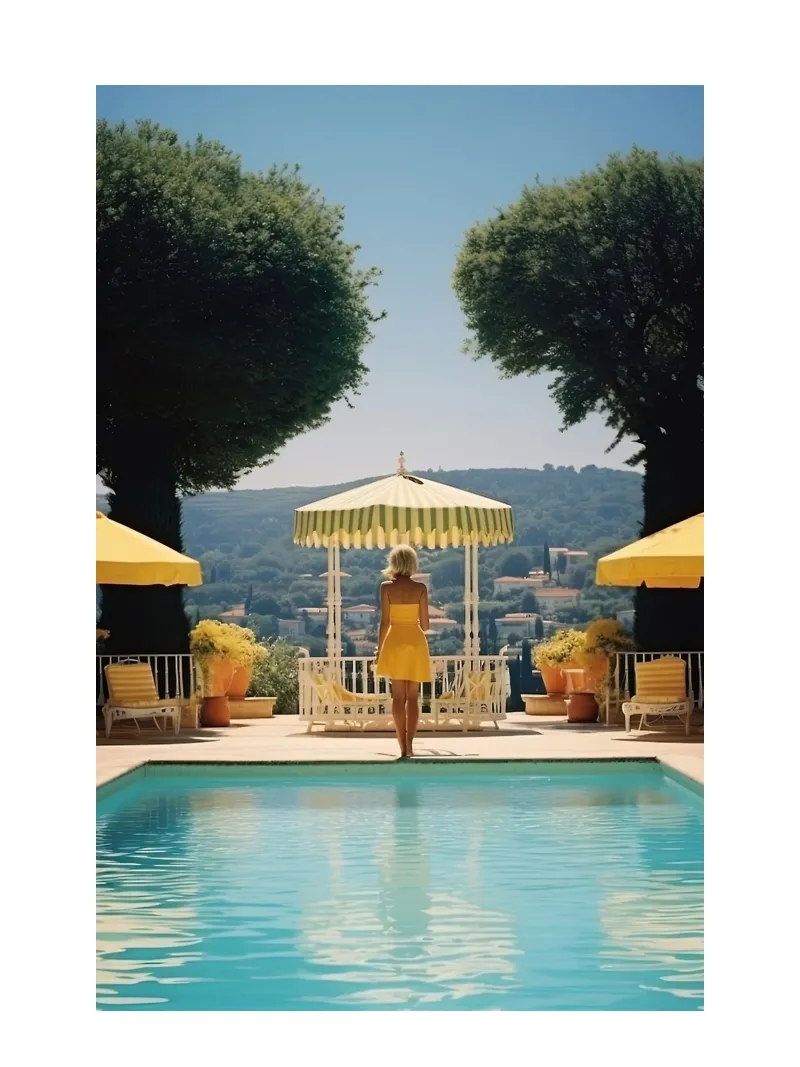 Retro 60's Style 'Cannes Pool Hahnemühle von Slim Aarons Vintage