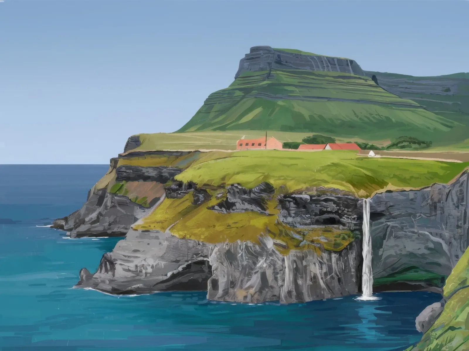 Emerald Isle Cliffs canvas with Floater frame by Silk Palette