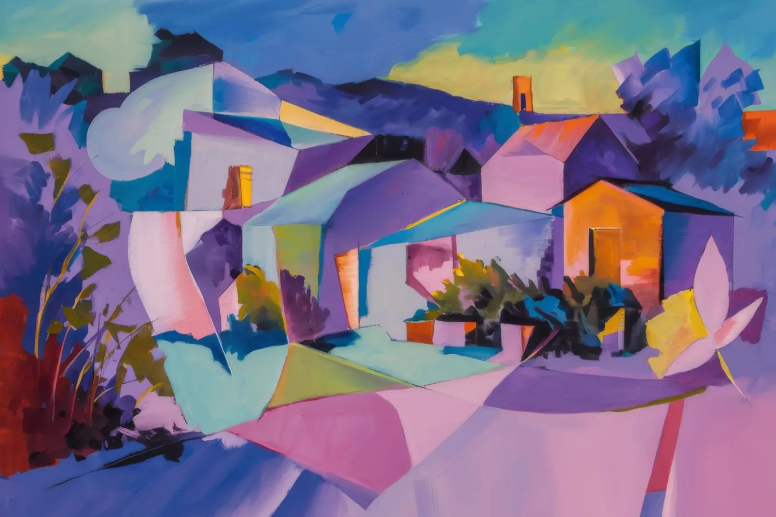 Cubist Village Dream acrylic glass by Celestial Harmony