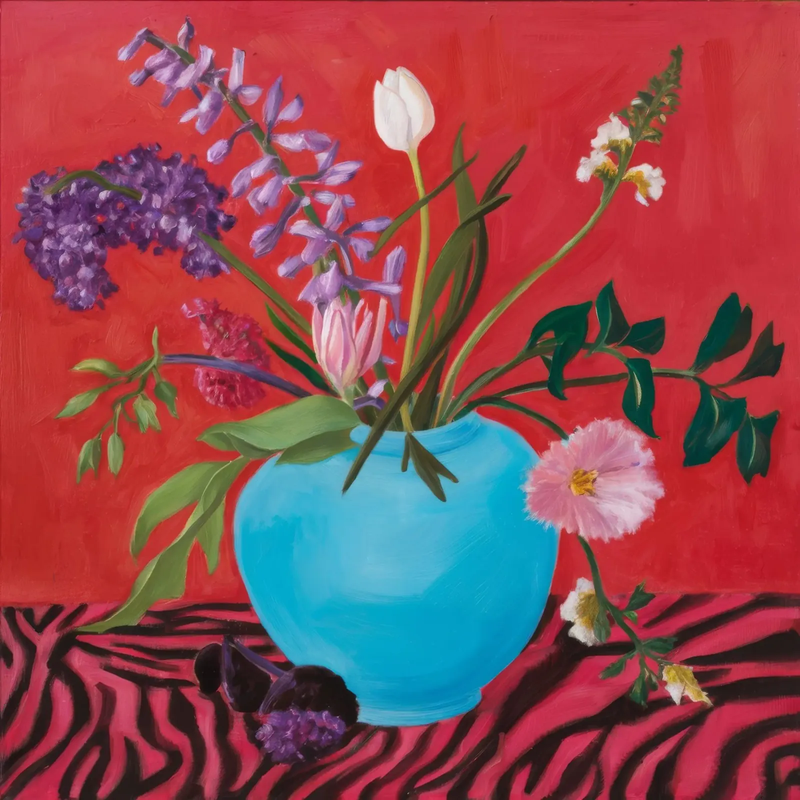 Azure Bloom Zebra poster con telaio in alluminio da Opal Strokes