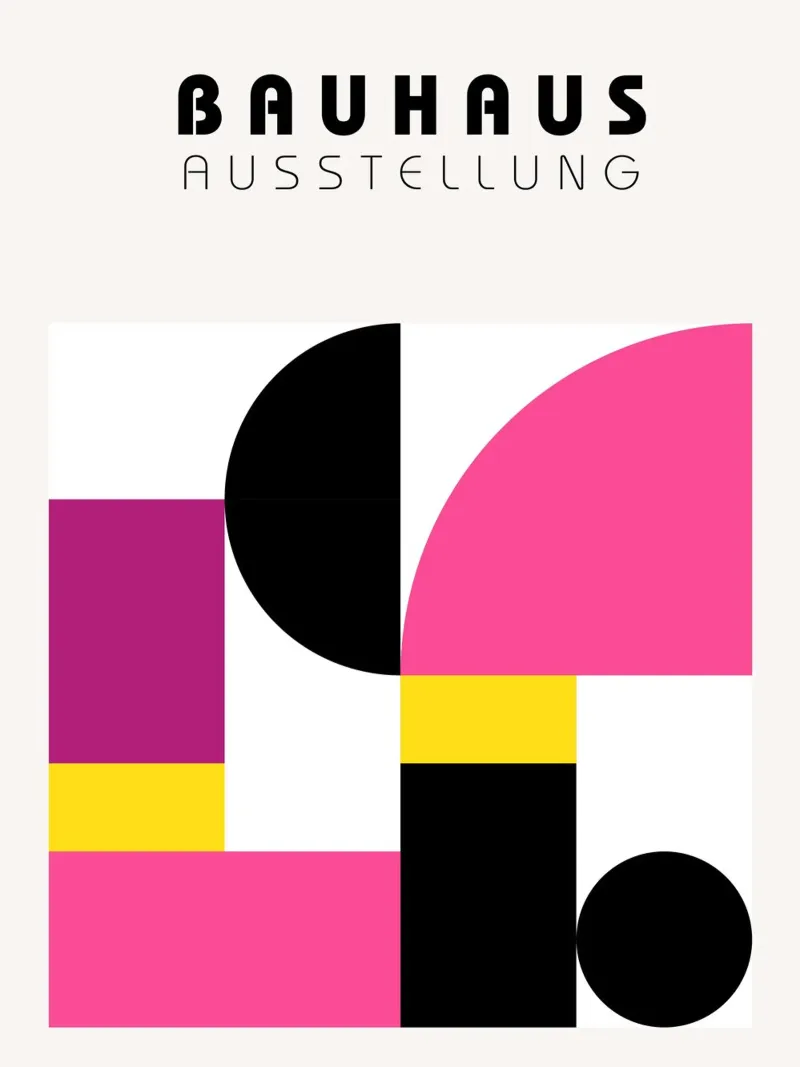 Poster Bauhaus rosa giallo - Arte geometrica poster con telaio in alluminio da Casa Calm