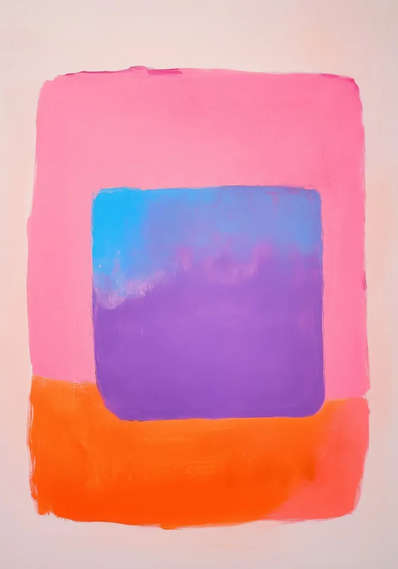 Abstracte compositie met blauw vierkant canvas van Euphoria Theresa