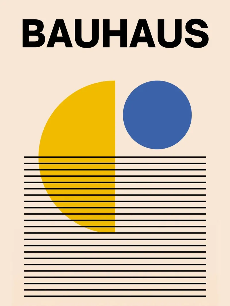 Bauhaus Poster Gelb Blau – Minimal Geometrisch Alu-Dibond von Casa Calm