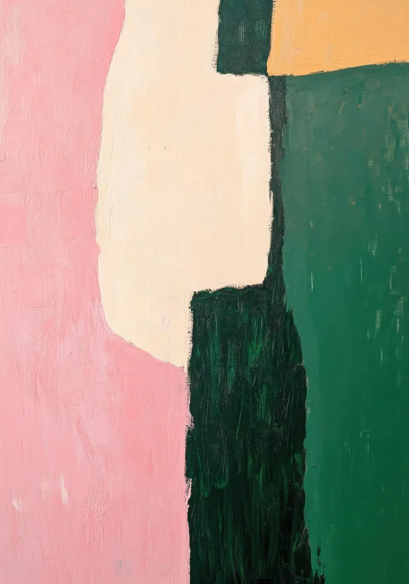 Formes abstraites en vert, rose & jaune hahnemühle de Euphoria Theresa